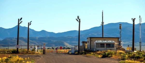 The Area 51 military base back gate at Groom Lake with no signs of