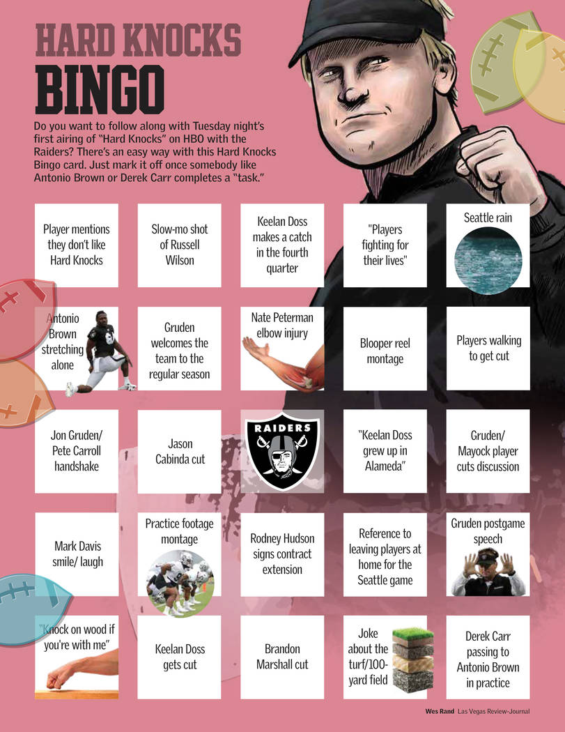 Play BINGO as you watch HBO's "Hard Knocks" featuring the Raiders. (Wes Rand/Las Vegas Review-J ...
