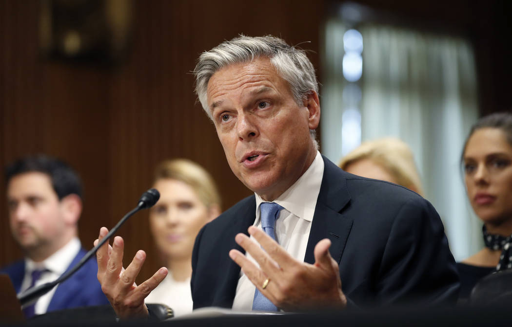 FILE - In this Sept. 19, 2017, file photo, former Utah Gov. Jon Huntsman testifies during a hea ...