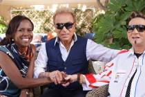 Siegfried and Roy meet with "Good Morning America's" Deborah Roberts at the Secret Garden at th ...