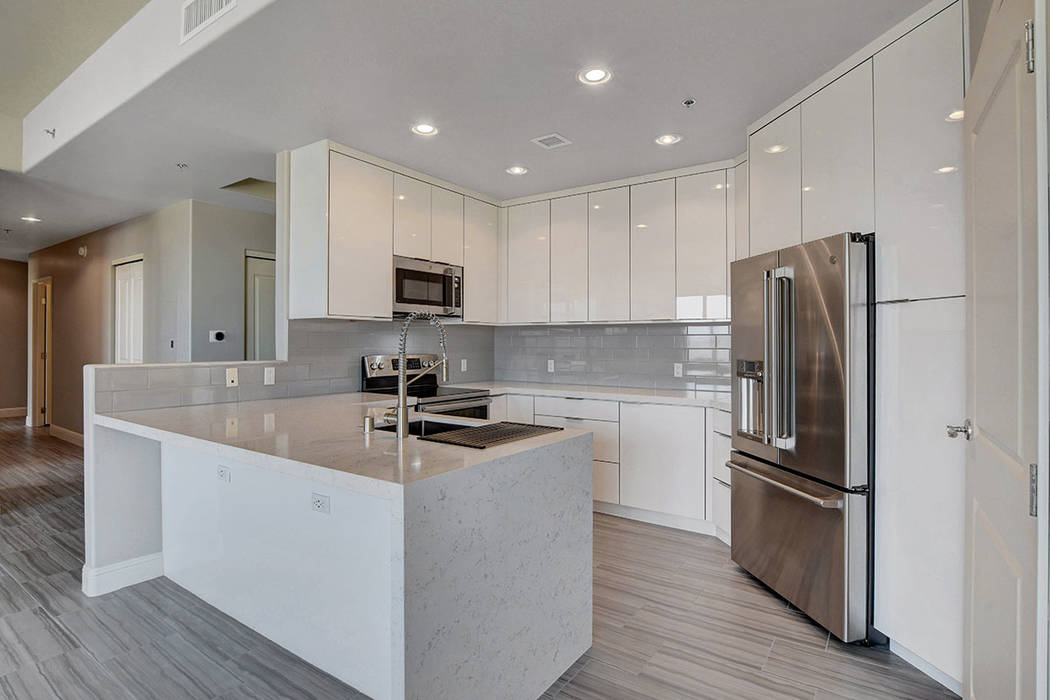 Residence No. 1919 at One Las Vegas features a kitchen with upgraded appliances. (One Las Vegas)
