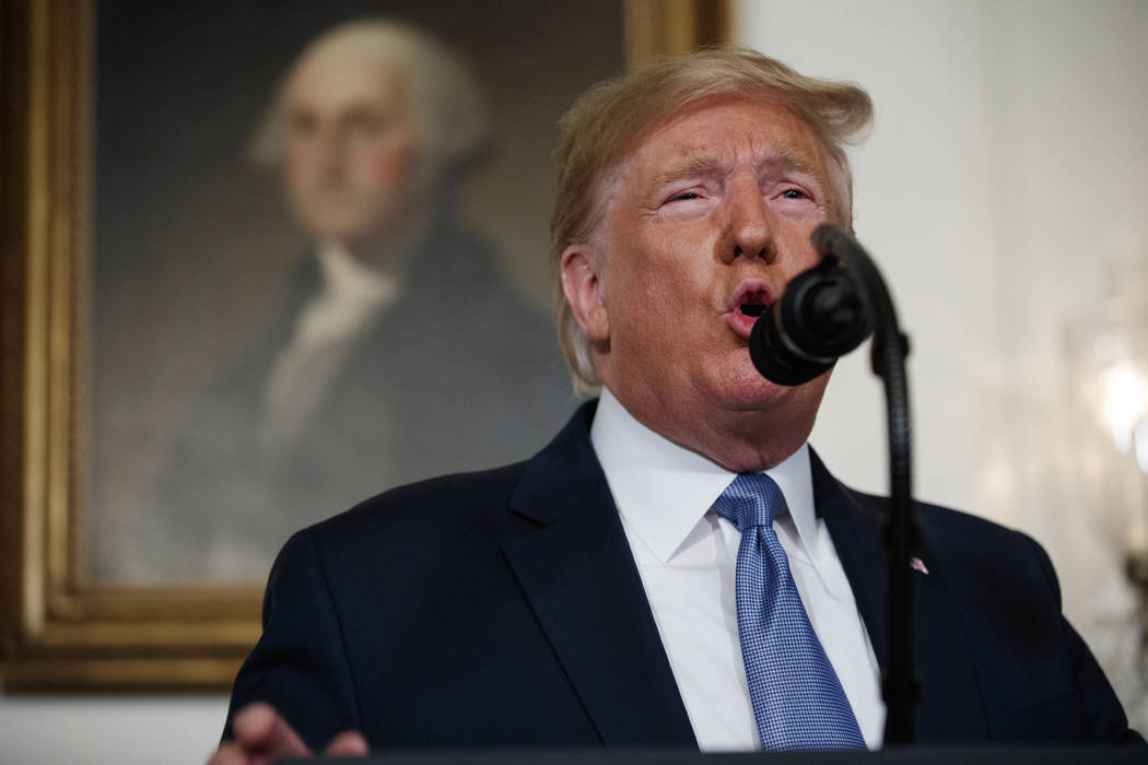 President Donald Trump speaks about the mass shootings in El Paso, Texas and Dayton, Ohio, in t ...