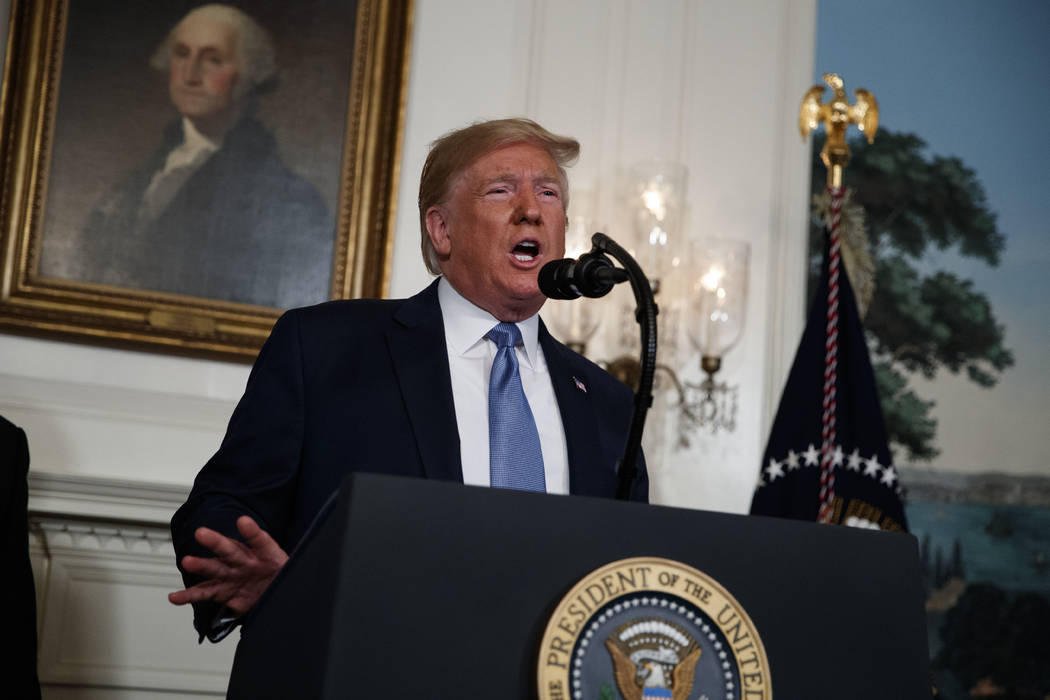 President Donald Trump speaks about the mass shootings in El Paso, Texas and Dayton, Ohio, in t ...
