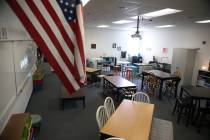 A classroom at Mack Middle School in Las Vegas, Wednesday, Aug. 7, 2019. (Erik Verduzco / Las V ...