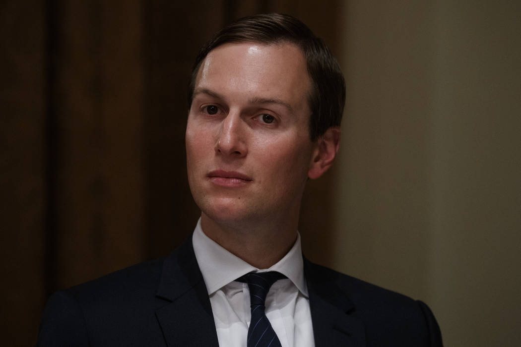 White House senior adviser Jared Kushner listens during a meeting between President Donald Trum ...
