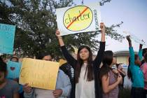 Glenda Ayala, 11, rallies against Achievement School District at Monaco Middle School on Wednes ...