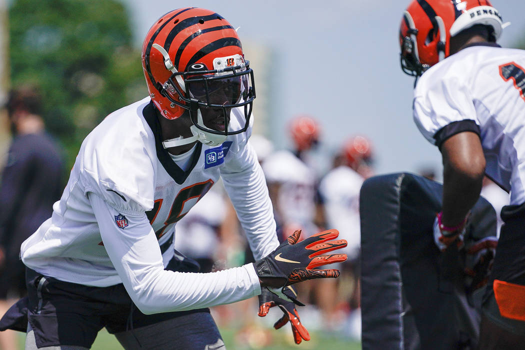 Cincinnati Bengals wide receiver A.J. Green (18) works out during the first day of NFL football ...