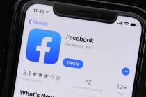 This Monday, July 30, 2019 photo shows an update information of Facebook application on a mobil ...