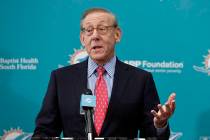 FILE - In this Feb. 4, 2019, file photo, Miami Dolphins owner Stephen Ross speaks in Davie, Fla ...