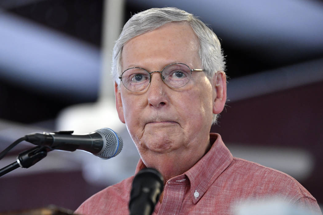 Senate Majority Leader Mitch McConnell, R-Ky., addresses the audience gathered at the Fancy Far ...