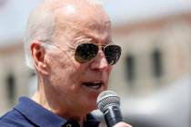 Democratic presidential candidate former Vice President Joe Biden speaks at the Des Moines Regi ...