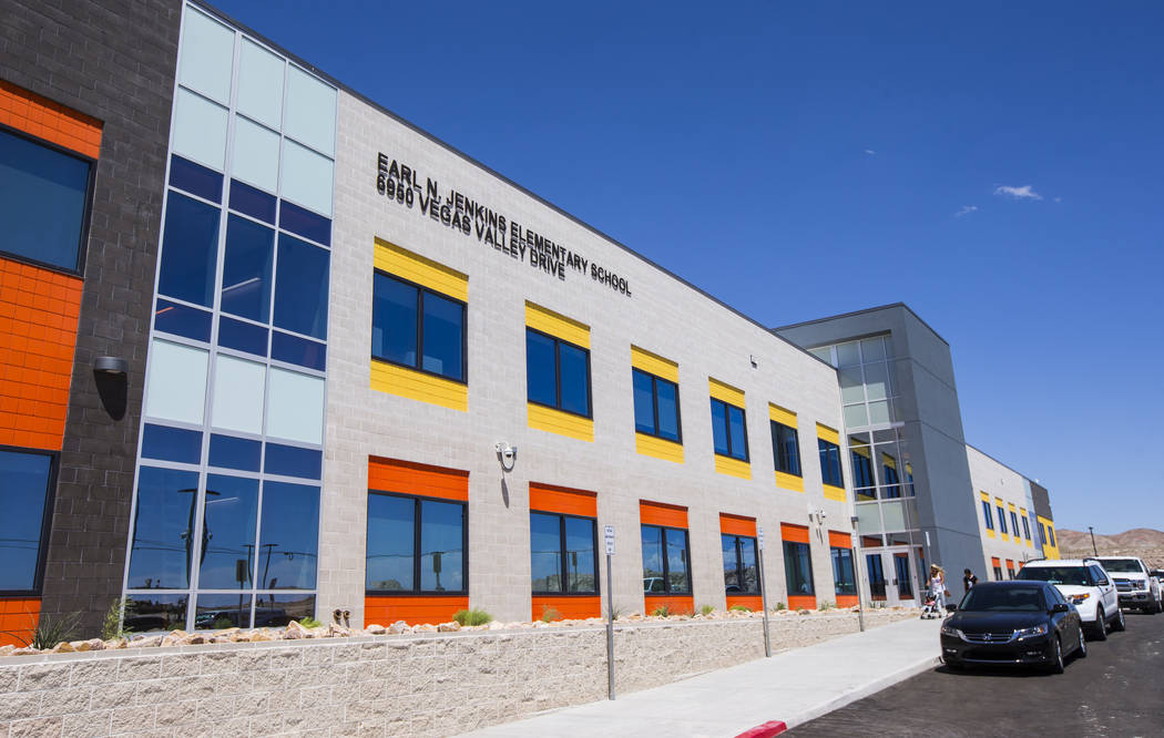 An exterior view of Earl Jenkins Elementary School in east Las Vegas on Friday, Aug. 9, 2019. ( ...