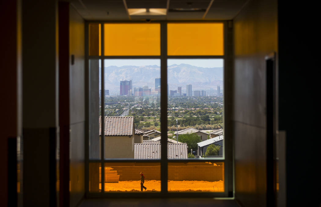 A view of the Las Vegas Strip from Earl Jenkins Elementary School in east Las Vegas on Friday, ...