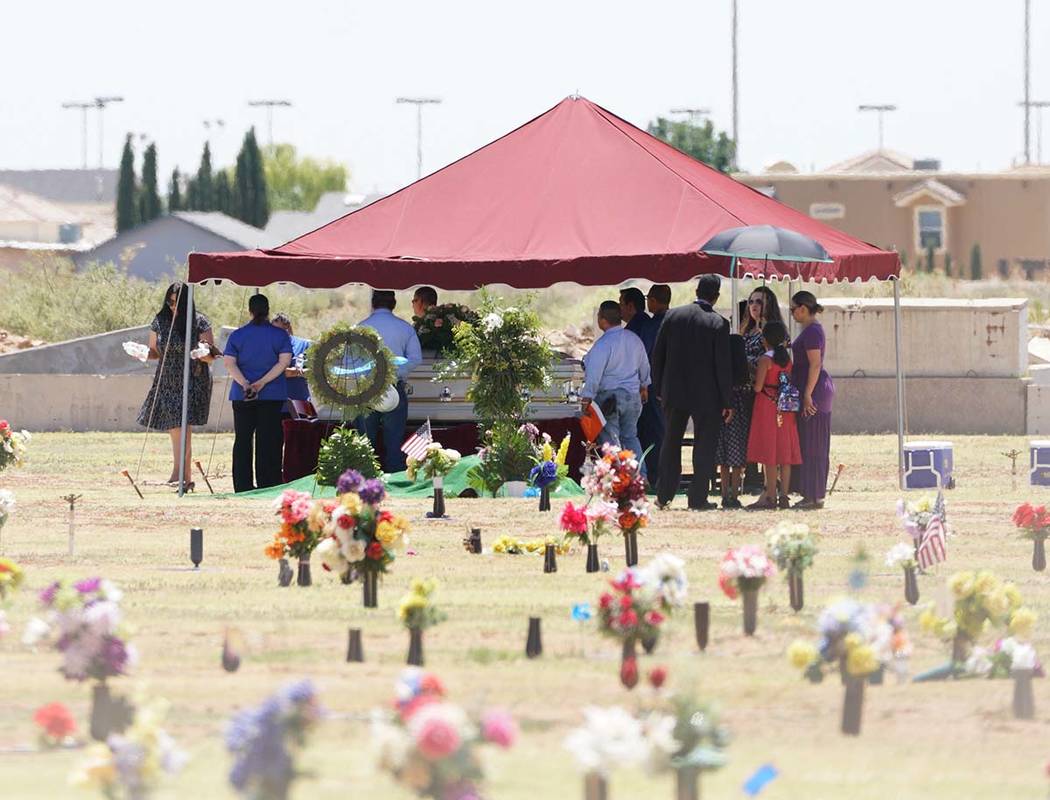 Family and friends gather for a funeral service for Jordan Anchondo at Evergreen Cemetery in El ...