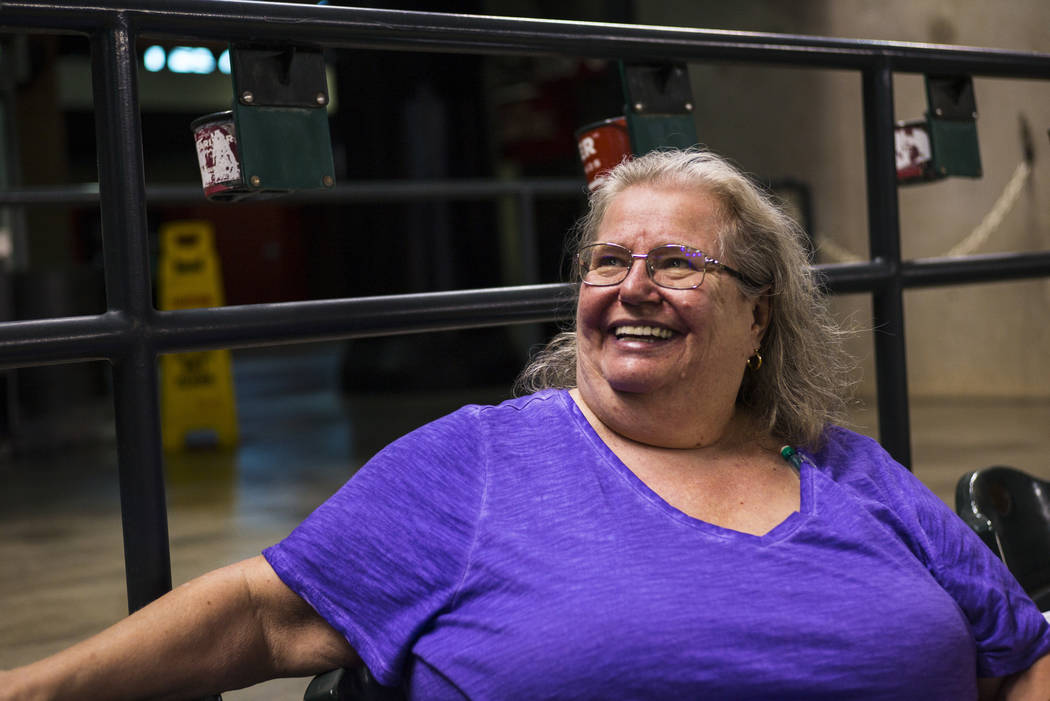 Jackie Laird, of Phoenix, talks about the Arizona Diamondbacks before the start of baseball gam ...