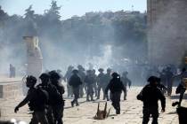 Israeli police clashes with Palestinian worshippers at al-Aqsa mosque compound in Jerusalem, Su ...