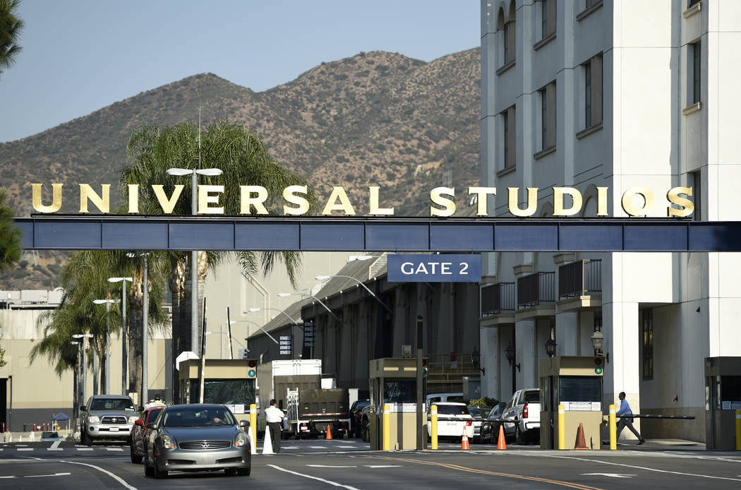 FILE - In this Aug. 23, 2016 file photo, the entrance to the Universal Studios lot is pictured ...