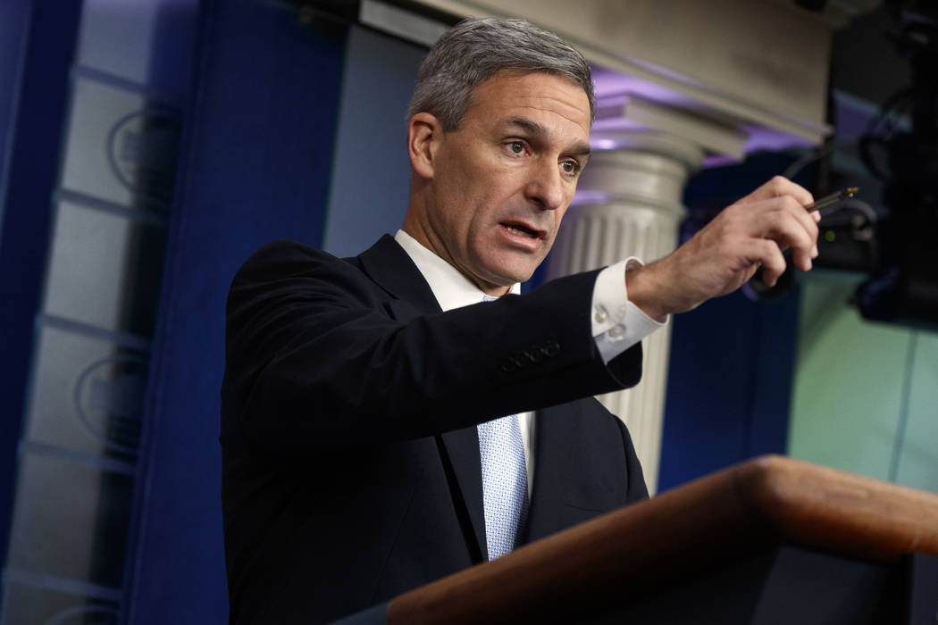 Acting director of the U.S. Citizenship and Immigration Services, Ken Cuccinelli, speaks during ...