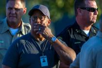 Riverside City Deputy Chief of Police Jeffrey Greer reacts at the scene where a shootout near a ...