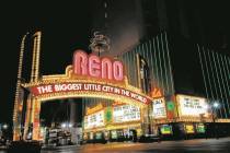 The sign proclaiming Reno as “The Biggest Little City In The World” is seen on Virginia Str ...