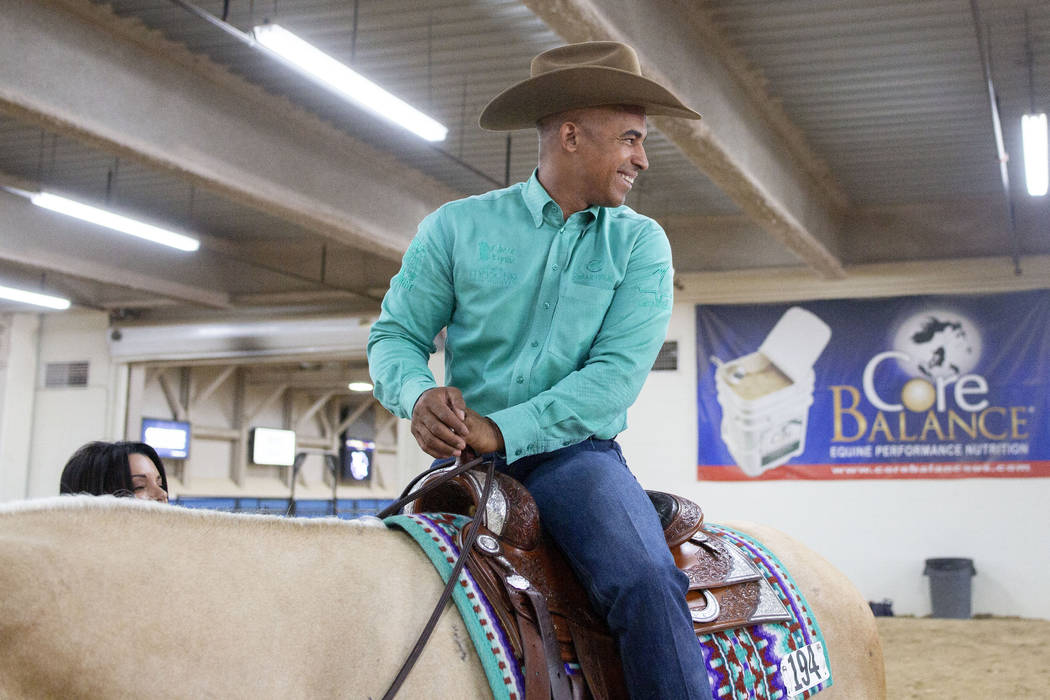 Reining expert Matt Mills at the South Point Arena in Las Vegas on Friday, Aug. 16, 2019. Mills ...