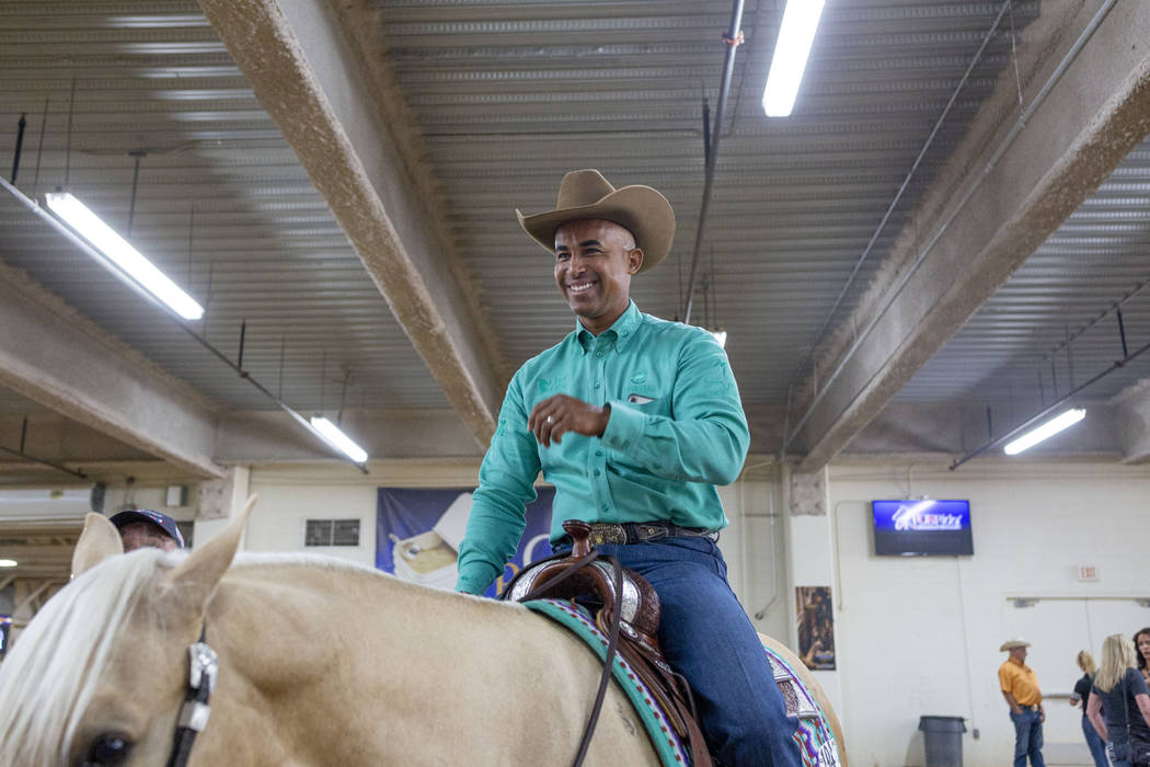 Reining expert Matt Mills at the South Point Arena in Las Vegas on Friday, Aug. 16, 2019. Mills ...