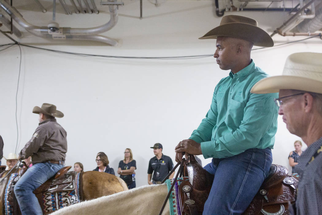 Reining expert Matt Mills, left, and South Point Arena general manager Steve Stallworth at the ...