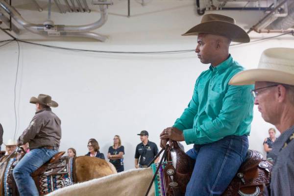 Reining expert Matt Mills, left, and South Point Arena general manager Steve Stallworth at the ...