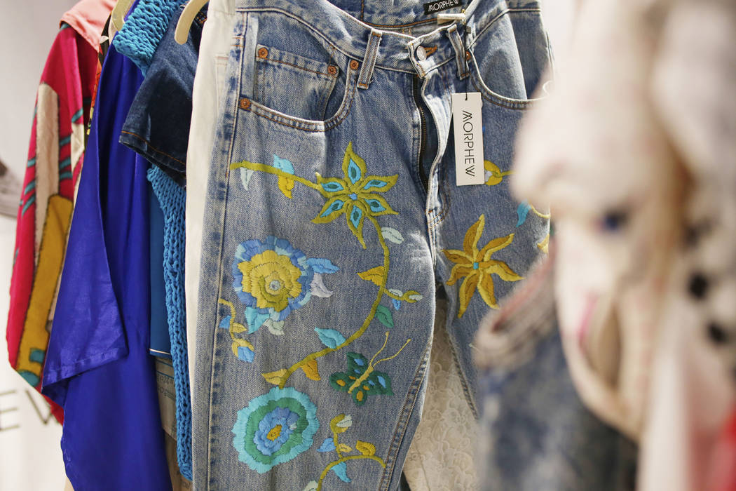 Vintage embroidered Levi's on display at the Morphew exhibit during the second day of the MAGIC ...