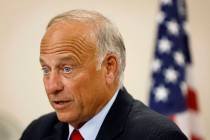 U.S. Rep. Steve King, R-Iowa, speaks during a town hall meeting, Tuesday, Aug. 13, 2019, in Boo ...