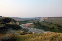 This Sept. 3, 2017 photo shows a curving river at Theodore Roosevelt National Park in Medora, N ...