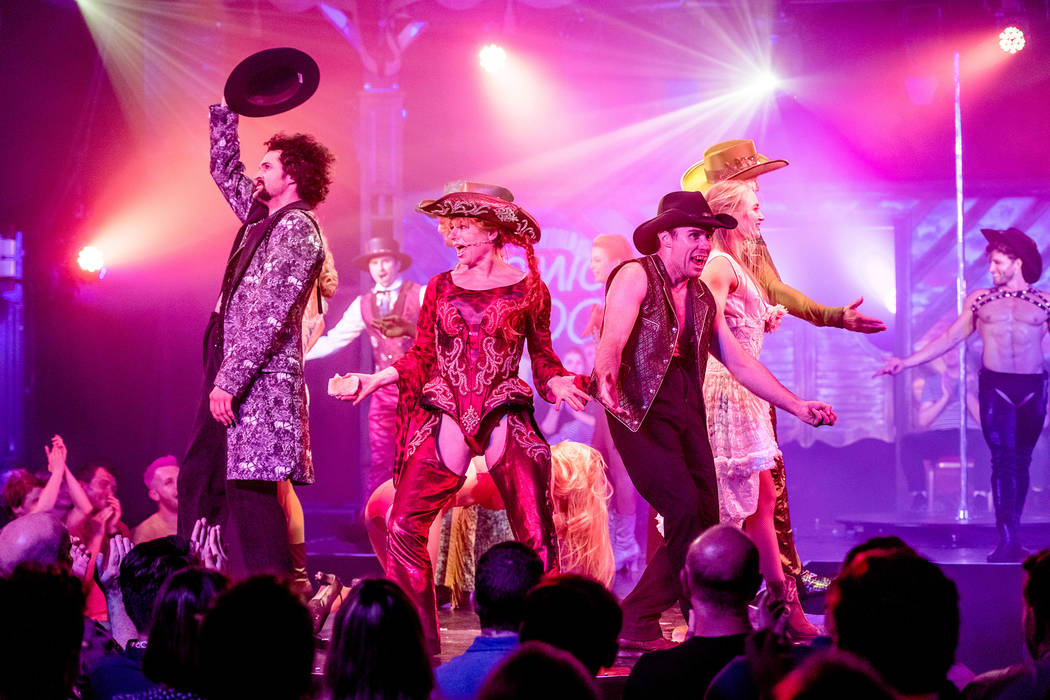 The cast of "Atomic Saloon Show" bows it out during its debut at Edinburgh Festival Fringe on A ...