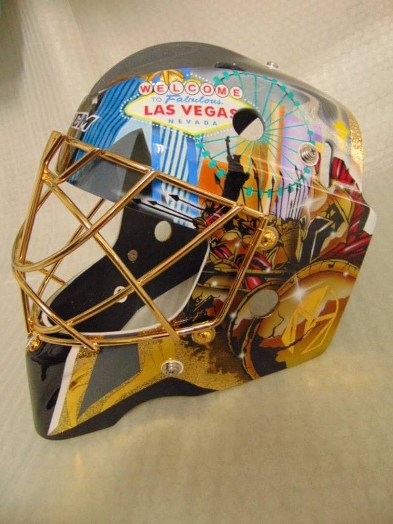 Blackhawks goalie has 'Wayne's World' pics on mask