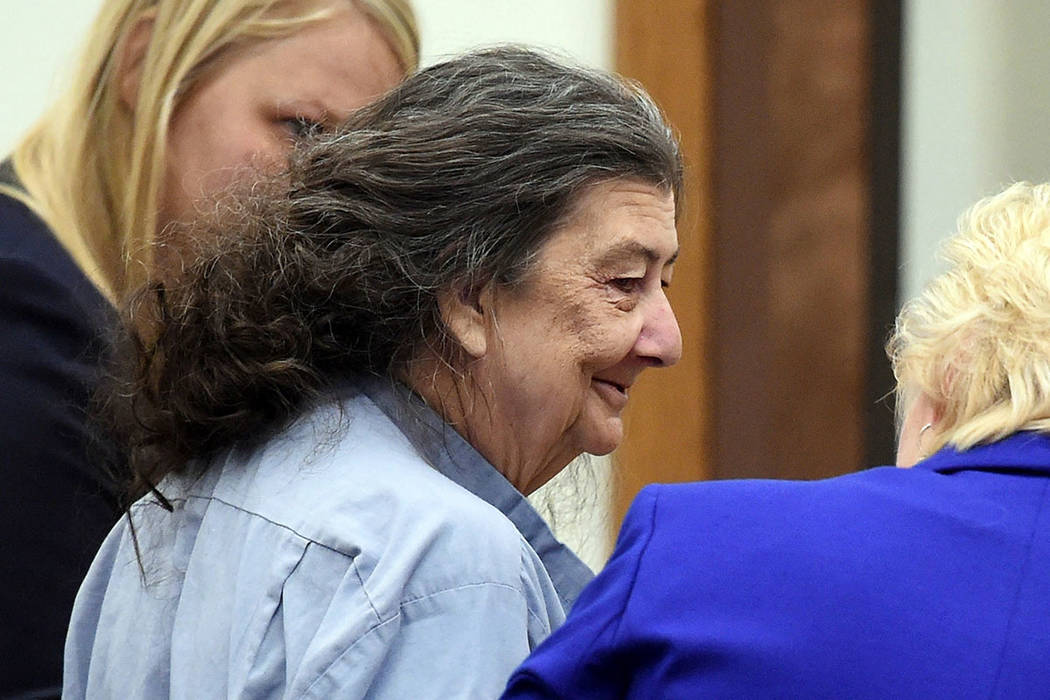 FILE - In this Sept. 8, 2014, file photo, Cathy Woods appears in Washoe District court in Reno, ...