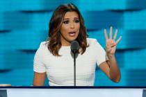 In a July 25, 2016, file photo, actress Eva Longoria speaks during the first day of the Democra ...