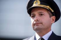Damir Yusupov, 41-year-old Russian pilot, speaks to the media in Yekaterinburg, Russia, Friday, ...