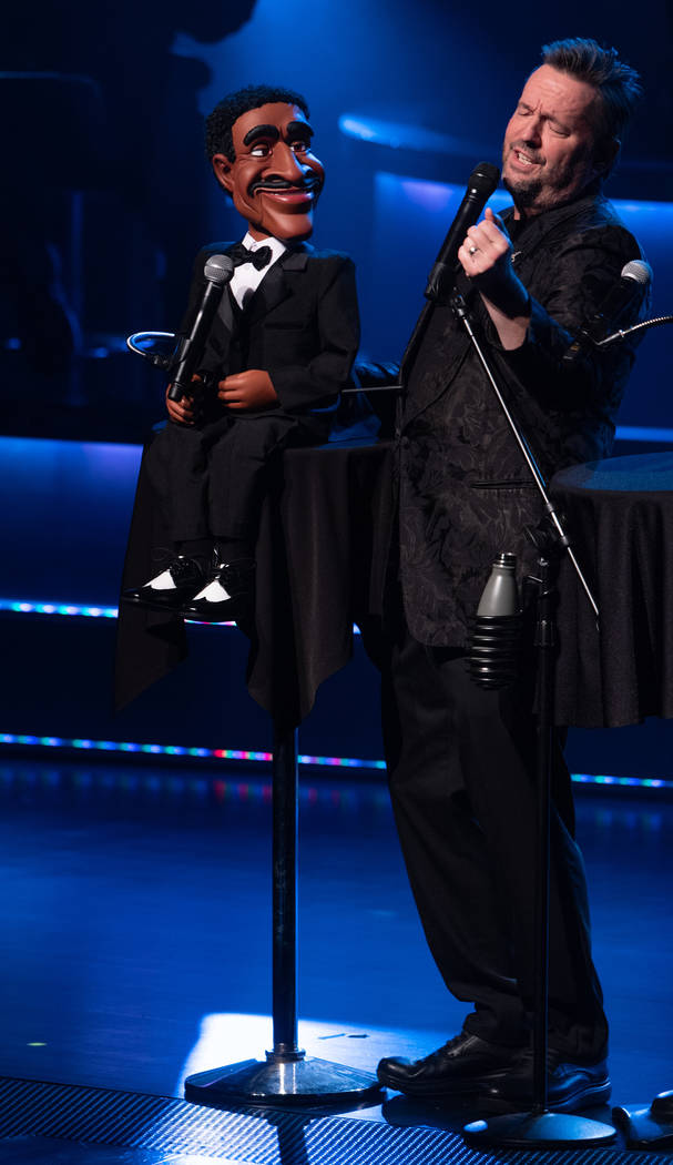 Terry Fator performs with his Sammy Davis Jr. puppet, part of his show, “An Evening With the ...
