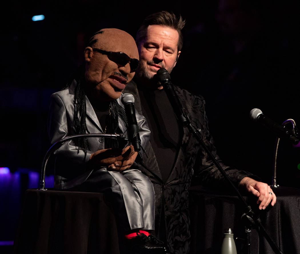 Terry Fator performs with his Stevie Wonder puppet, part of his show, “An Evening With the St ...