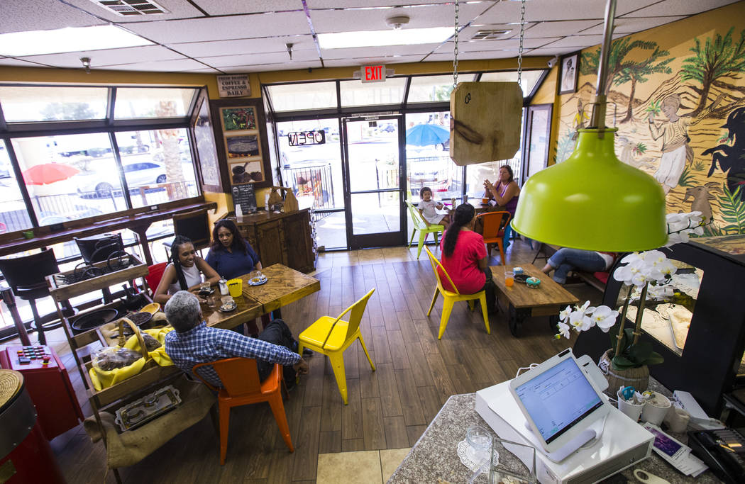 People enjoy coffee and tea at Java Tree at Flamingo Road and Decatur Boulevard in Las Vegas on ...