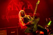 Mia Wallace, of Triumph of Death, performs at the Mandalay Bay Events Center during the Psycho ...