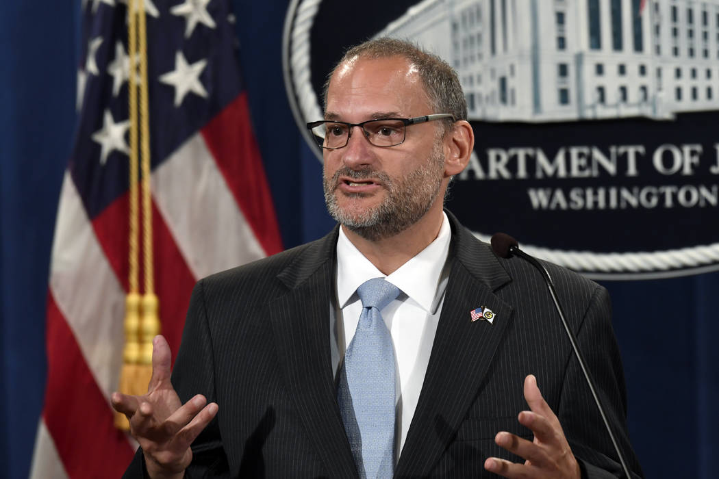In a July 19, 2019, file photo, acting Director of the Bureau of Prisons Hugh Hurwitz speaks du ...