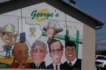 In this Aug. 17, 2019 photo, a Texas restaurant called George's that features a mural honoring ...