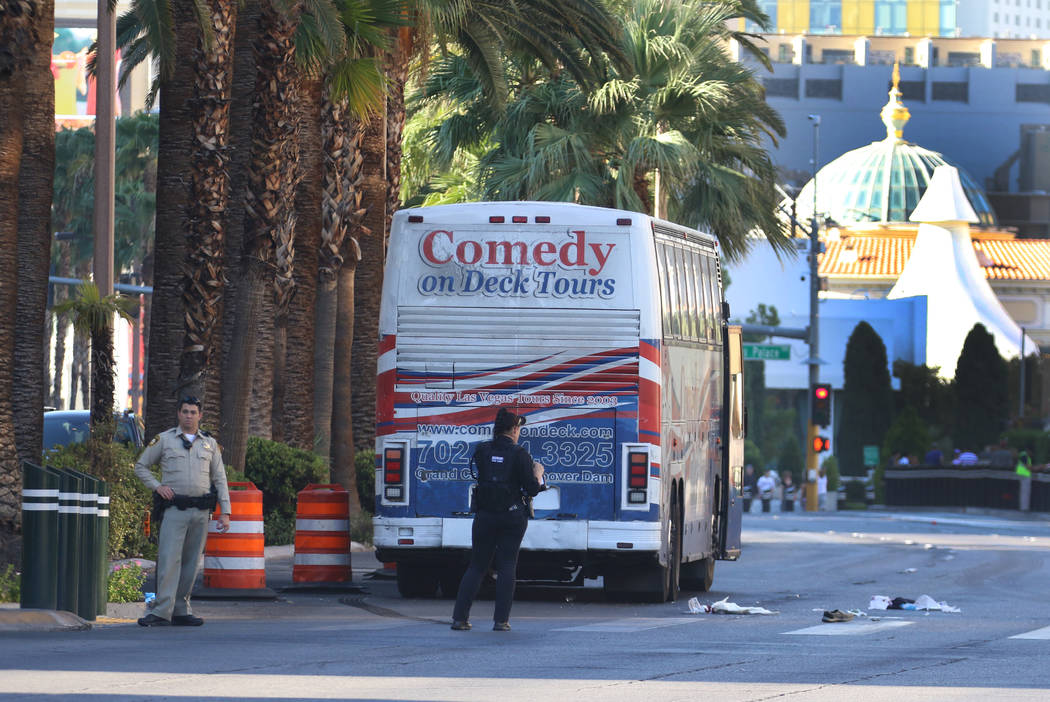 Las Vegas police are investigating after two pedestrians were injured, one critically, when the ...