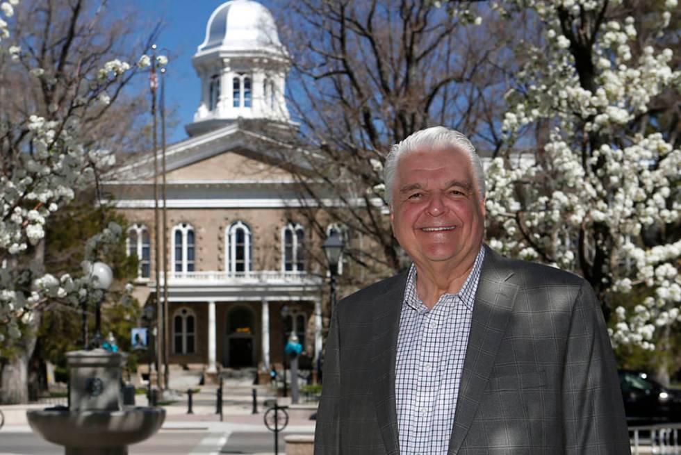 Gov. Steve Sisolak is seen at the Capitol in Carson City on April 18. (Cathleen Allison/Las Veg ...