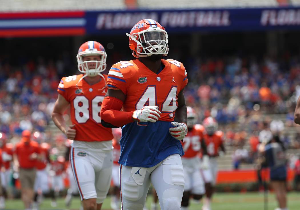 Florida linebacker Rayshad Jackson (44) is in undated photo at Ben Hill Griffin Stadium in Gain ...
