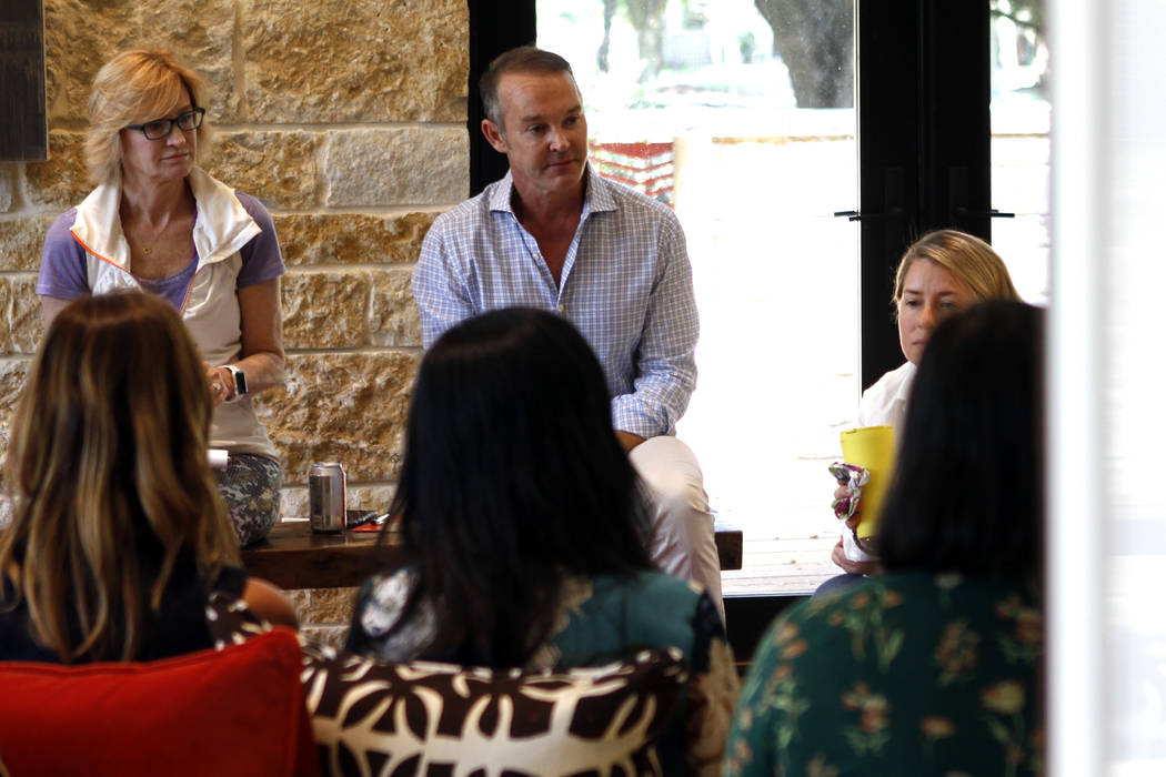 Shawn Terry, a Democratic candidate for the state legislature in Texas, meets with supporters d ...