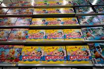 FILE- In this Nov. 9, 2018, file photo Operation made by Hasbro is displayed shelves in the exp ...