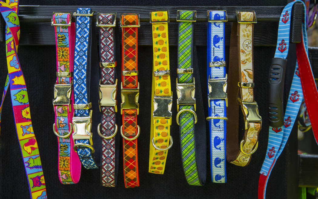 Ribbon Collars are some of the colorful items at the SuperZoo pet products show in the Mandalay ...