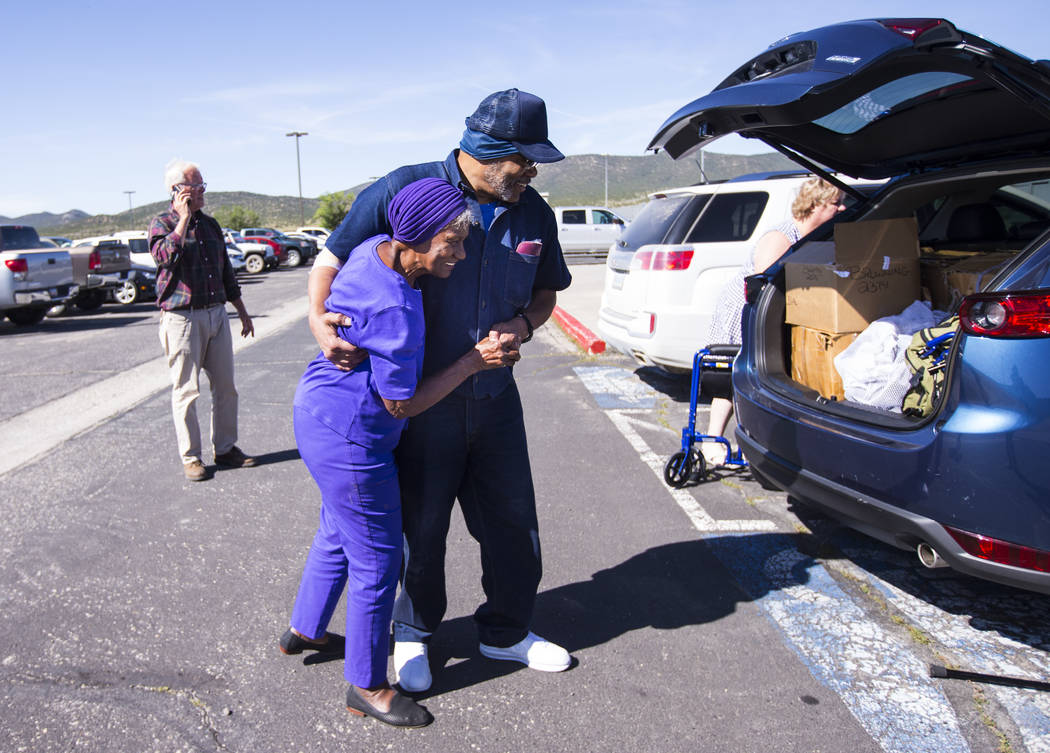 Paul Browning talks with his mother, Betty, after being released from Ely State Prison on Wedne ...