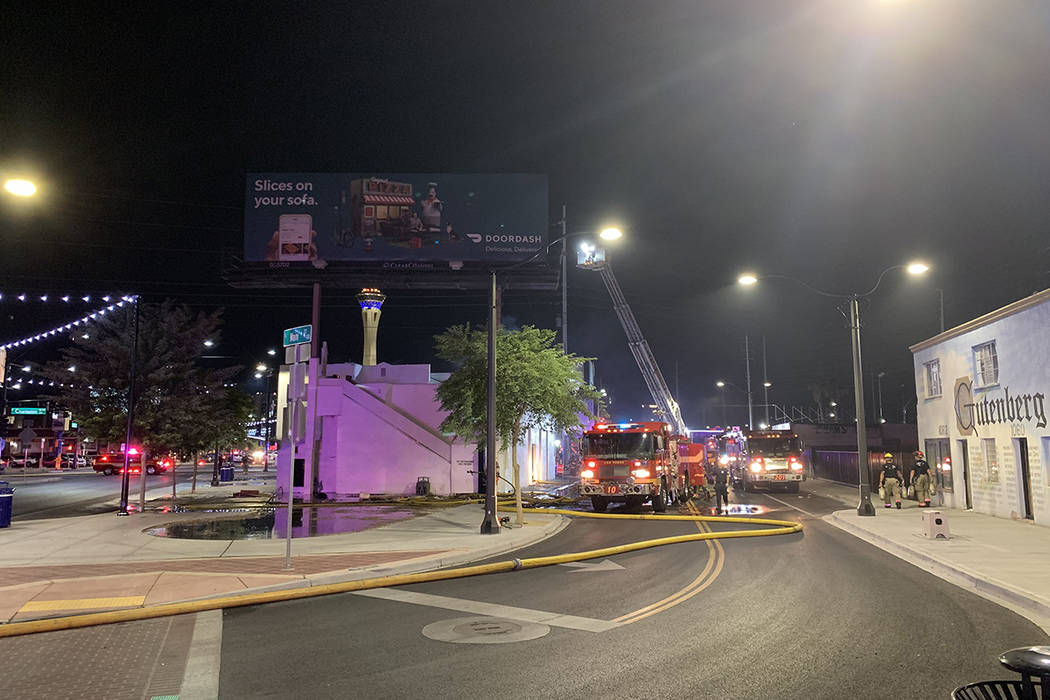 Crews respond to a fire Tuesday, Aug. 20, 2019, on the 1000 block of Main Street in downtown La ...